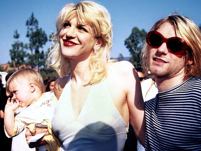 Family ... Kurt Cobain, Courtney Love and baby Frances Bean attending the 1993 MTV Music 