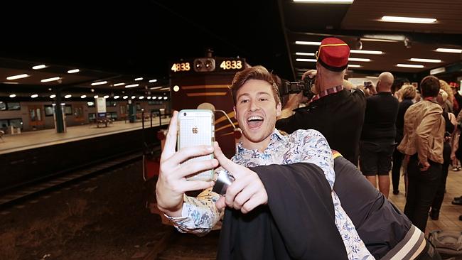 All aboard ... Matt Mitcham takes a selfie as the train rolls in to Central. Photographer