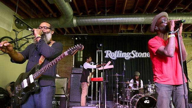 Road warriors ... Kyp Malone and Tunde Adebimpe front the band acclaimed as one of the be