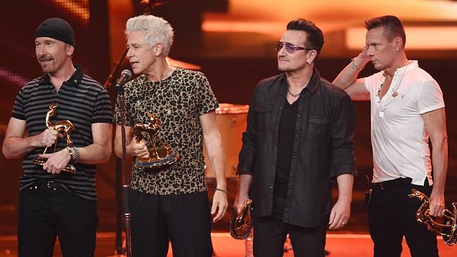 The biggest band in the world ... U2, (L-R) The Edge, Adam Clayton, Bono and Larry Mullen