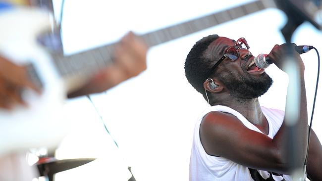 Tunde Adebimpe on vocals ... TV On The Radio at Big Day Out Perth. Picture: Supplied.