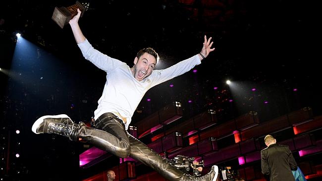 Look no Mans! ... Swedish Eurovision Mans Zelmerlow gets excited. Cool your jets, you hav