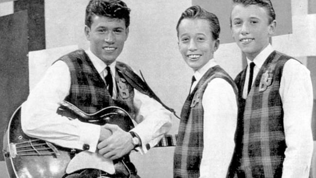 The Bee Gees in 1963 in The Book Book Of Australian Smiles. Singers (L-R) Barry, Robin & 