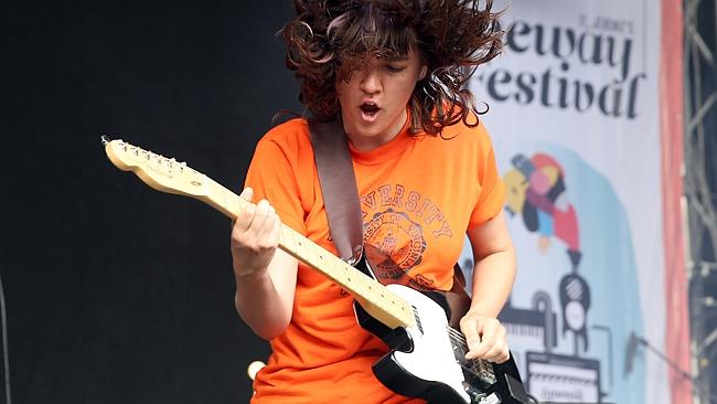 Courtney Barnett on stage at the Laneway Festival in February.
