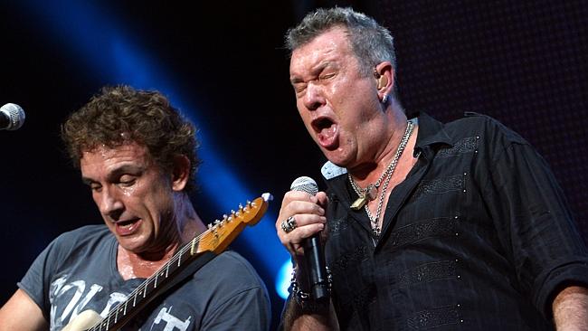 Jimmy Barnes with Ian Moss of the band Cold Chisel.