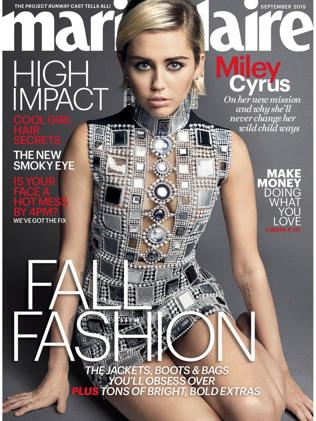 Miley Cyrus on the cover of Marie Claire’s September issue.