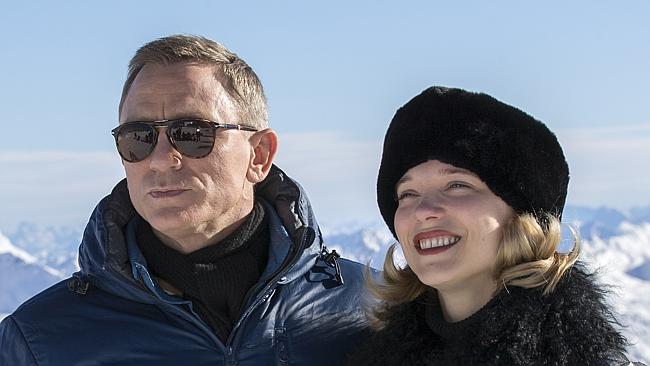 The 24th film ... Daniel Craig and Lea Seydoux on the Sepctre set in Austria. Picture: Ge